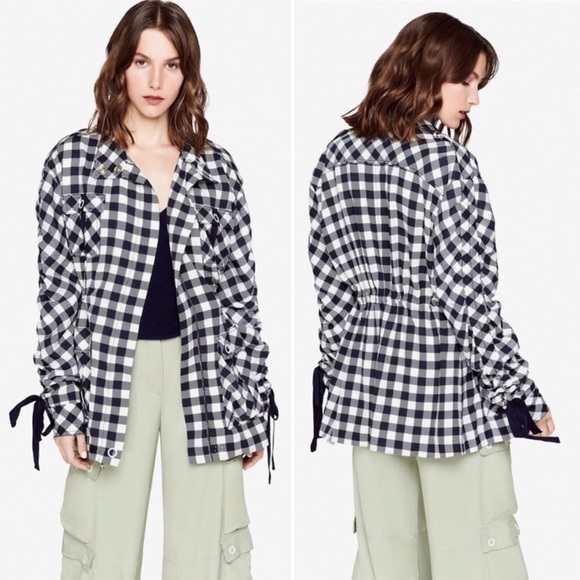 Jonathan Simkhai Midnight Gingham Twill Utility Jacket New NWT XS - Picture 1 of 12